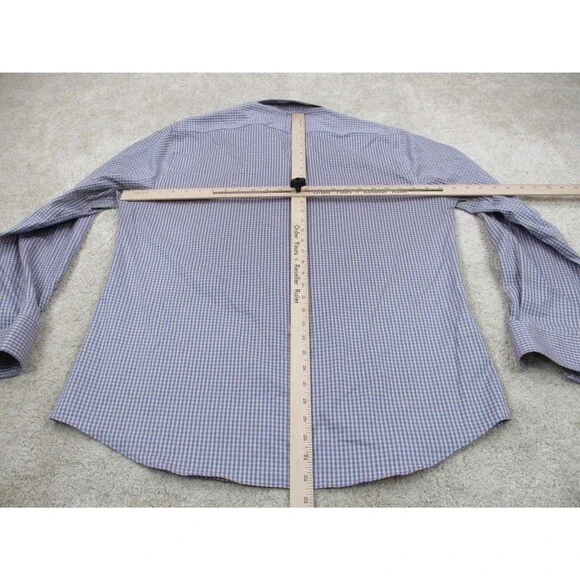 Twillory Shirt Mens Extra Large Tailored 17.5 36 37 Orange Blue Check Button Up - Picture 8 of 12
